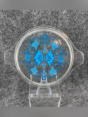 Pyrex 474-C35 Glass Horizon Blue Lid 7” Vintage